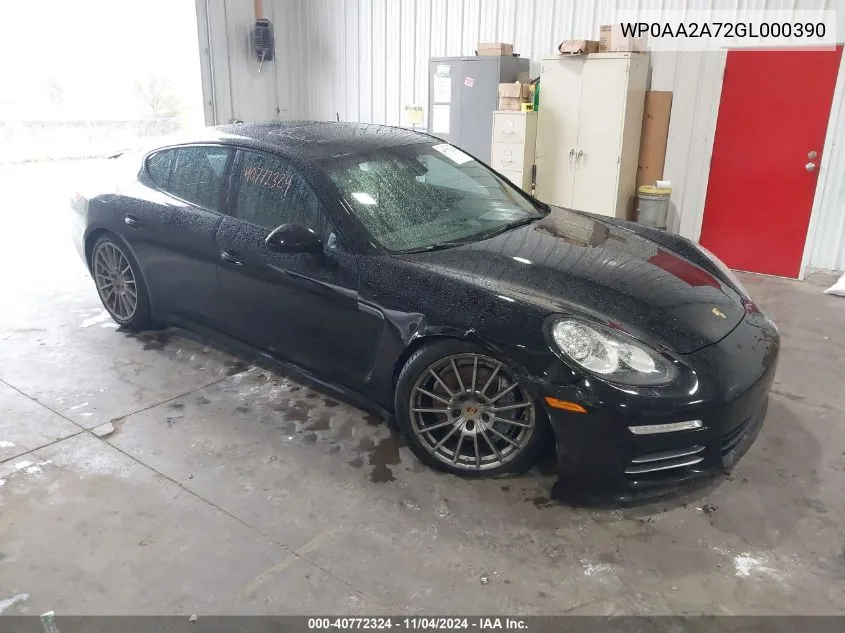 2016 Porsche Panamera 4 VIN: WP0AA2A72GL000390 Lot: 40772324