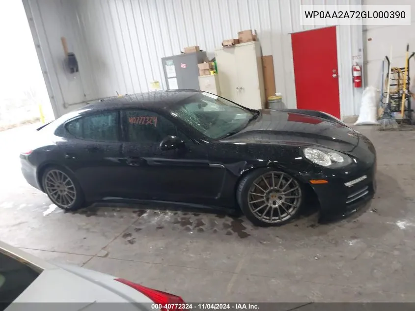 2016 Porsche Panamera 4 VIN: WP0AA2A72GL000390 Lot: 40772324