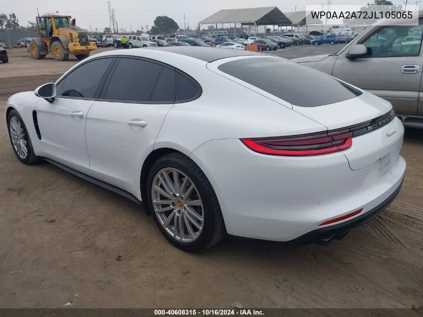 2018 Porsche Panamera 4 VIN: WP0AA2A72JL105065 Lot: 40608315