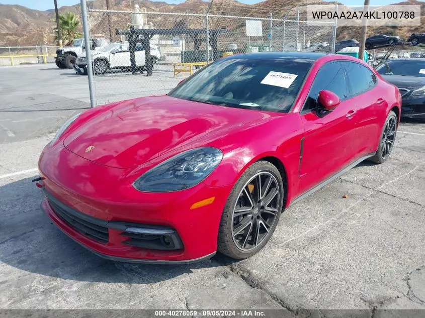 WP0AA2A74KL100788 2019 Porsche Panamera 4