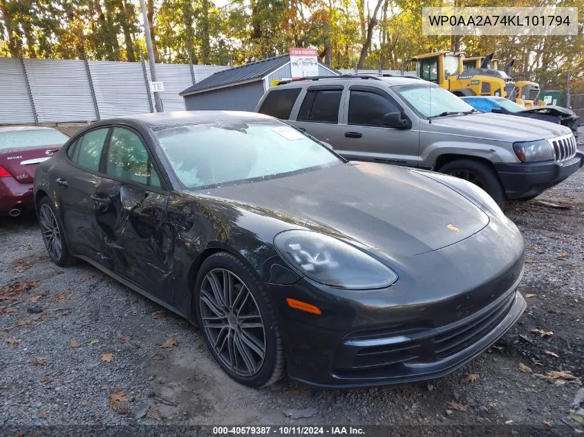 2019 Porsche Panamera 4 VIN: WP0AA2A74KL101794 Lot: 40579387