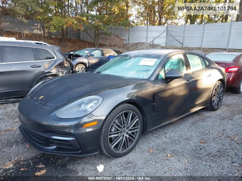 2019 Porsche Panamera 4 VIN: WP0AA2A74KL101794 Lot: 40579387