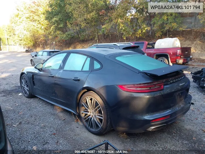 2019 Porsche Panamera 4 VIN: WP0AA2A74KL101794 Lot: 40579387