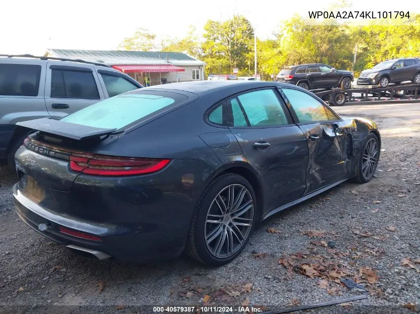 2019 Porsche Panamera 4 VIN: WP0AA2A74KL101794 Lot: 40579387