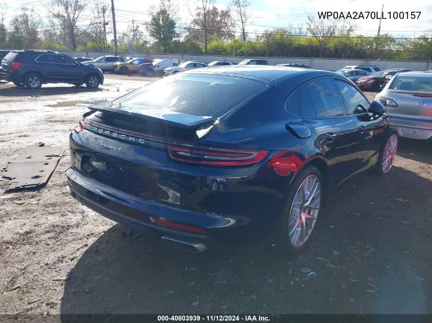 2020 Porsche Panamera 4 VIN: WP0AA2A70LL100157 Lot: 40803939