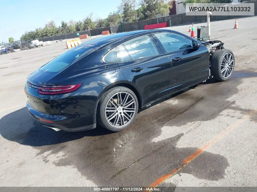 2020 Porsche Panamera VIN: WP0AA2A77LL103332 Lot: 40807797