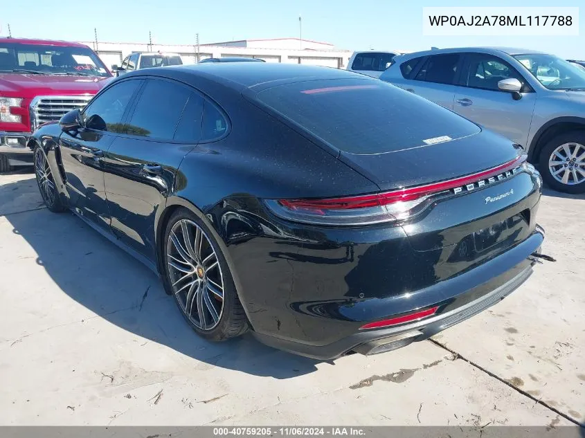 2021 Porsche Panamera 4 VIN: WP0AJ2A78ML117788 Lot: 40759205