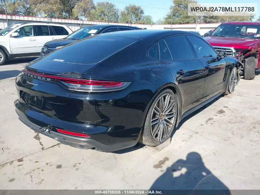 2021 Porsche Panamera 4 VIN: WP0AJ2A78ML117788 Lot: 40759205