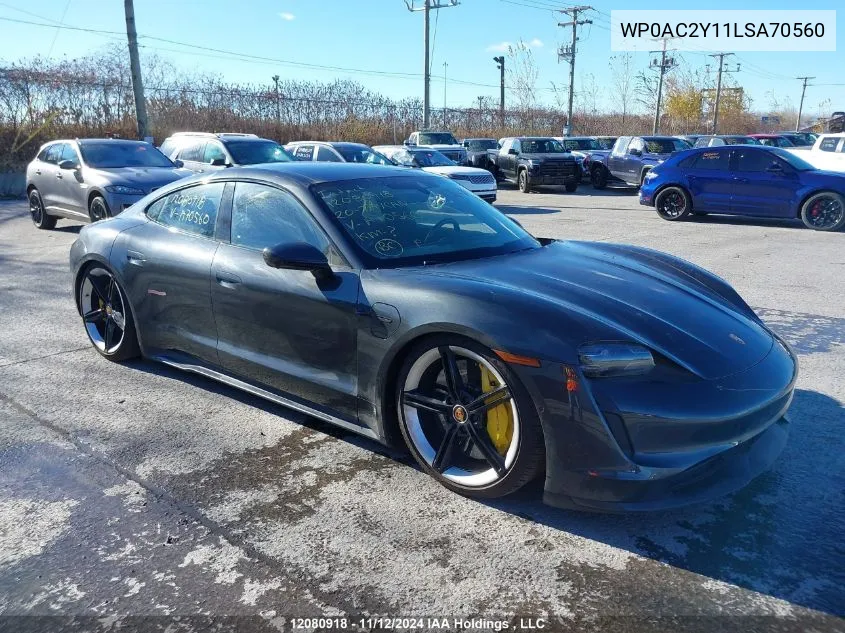 2020 Porsche Taycan VIN: WP0AC2Y11LSA70560 Lot: 12080918