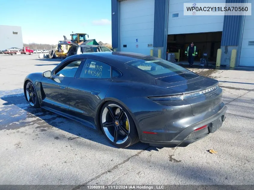 2020 Porsche Taycan VIN: WP0AC2Y11LSA70560 Lot: 12080918