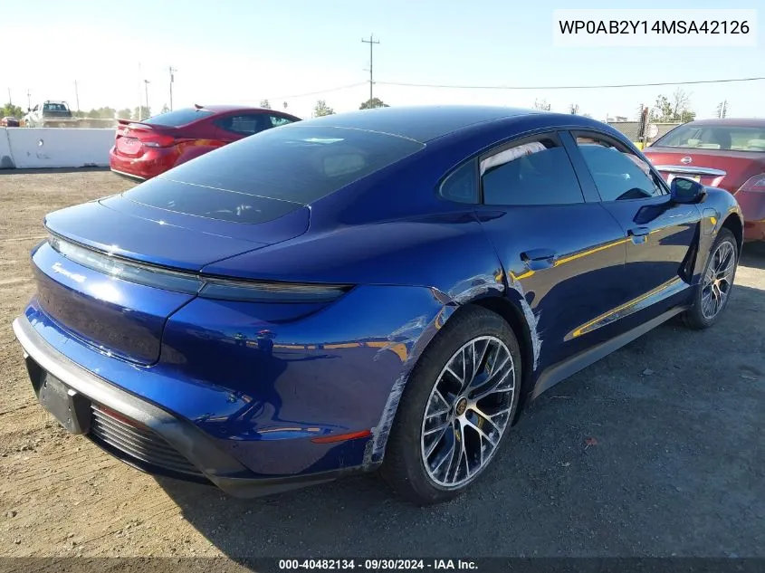 2021 Porsche Taycan 4S VIN: WP0AB2Y14MSA42126 Lot: 40482134