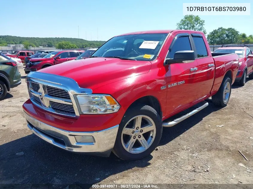 2011 Ram Ram 1500 Slt VIN: 1D7RB1GT6BS703980 Lot: 39749971