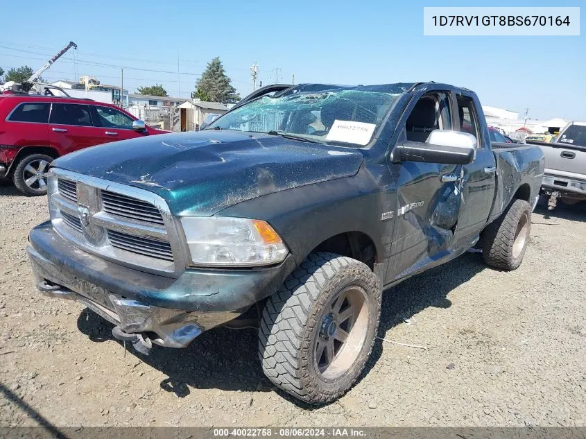 2011 Ram Ram 1500 Slt VIN: 1D7RV1GT8BS670164 Lot: 40022758