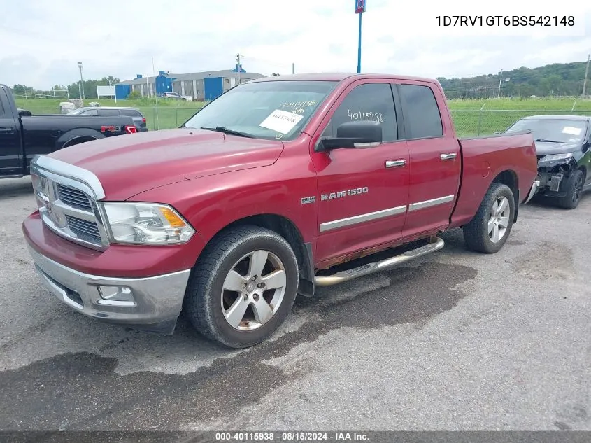 2011 Ram Ram 1500 Slt VIN: 1D7RV1GT6BS542148 Lot: 40115938