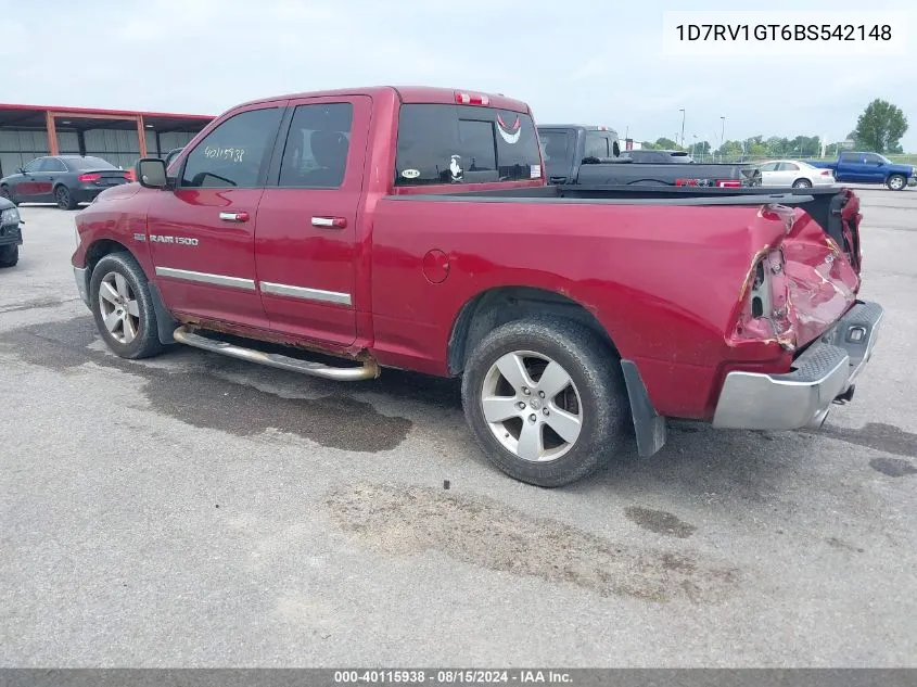 2011 Ram Ram 1500 Slt VIN: 1D7RV1GT6BS542148 Lot: 40115938