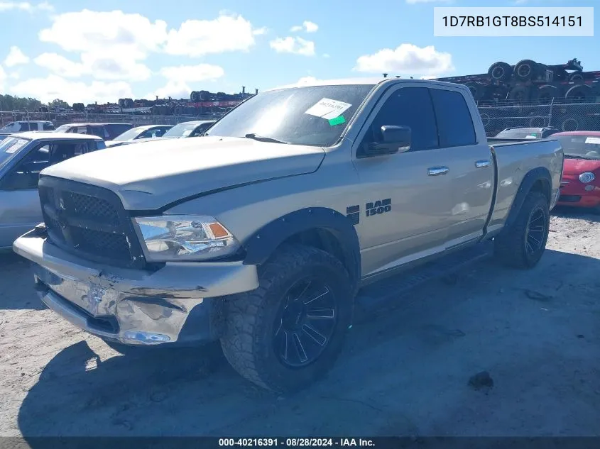 2011 Ram Ram 1500 Slt VIN: 1D7RB1GT8BS514151 Lot: 40216391