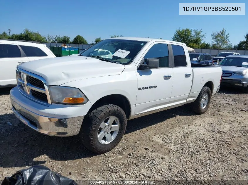 2011 Ram Ram 1500 Slt VIN: 1D7RV1GP3BS520501 Lot: 40276915