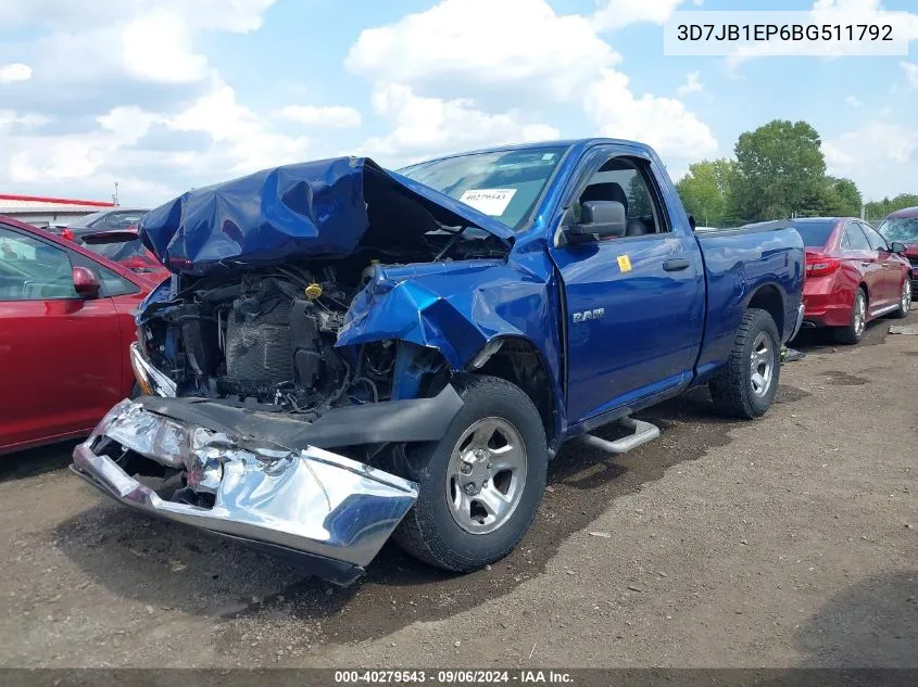 2011 Ram Ram 1500 St VIN: 3D7JB1EP6BG511792 Lot: 40279543