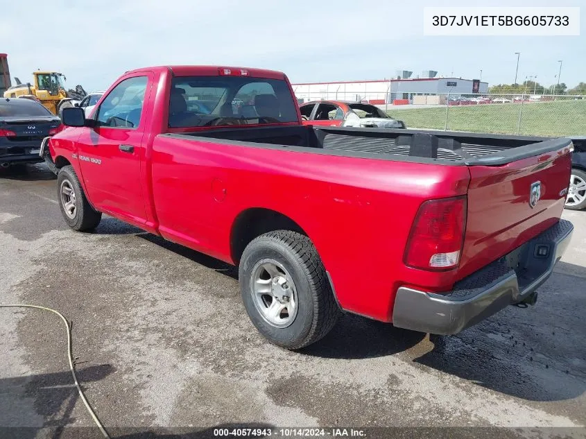 2011 Ram Ram 1500 St VIN: 3D7JV1ET5BG605733 Lot: 40574943