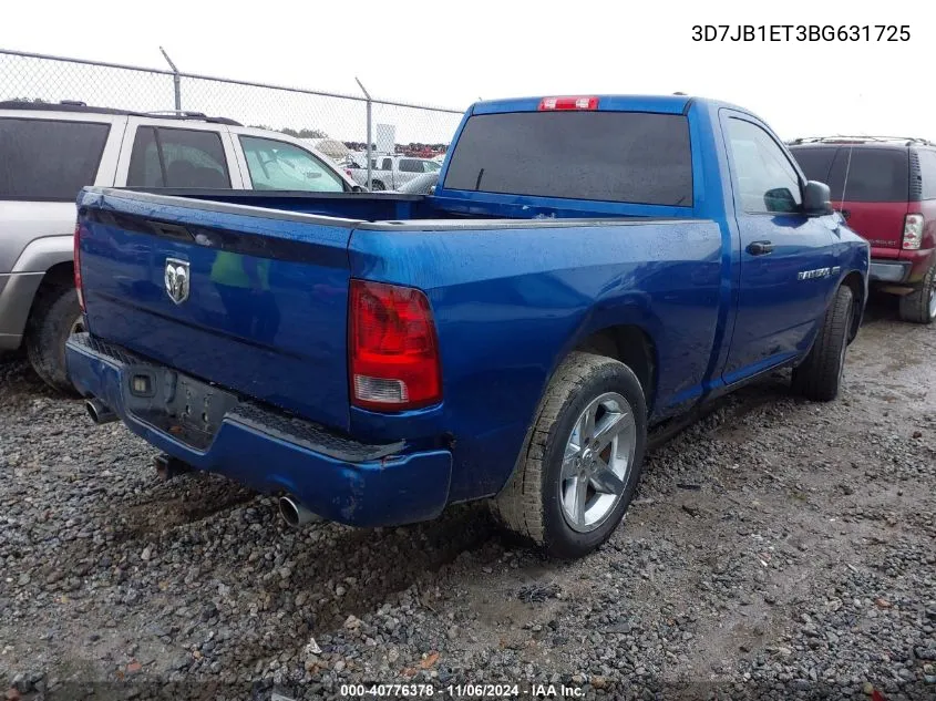 2011 Ram Ram 1500 St VIN: 3D7JB1ET3BG631725 Lot: 40776378