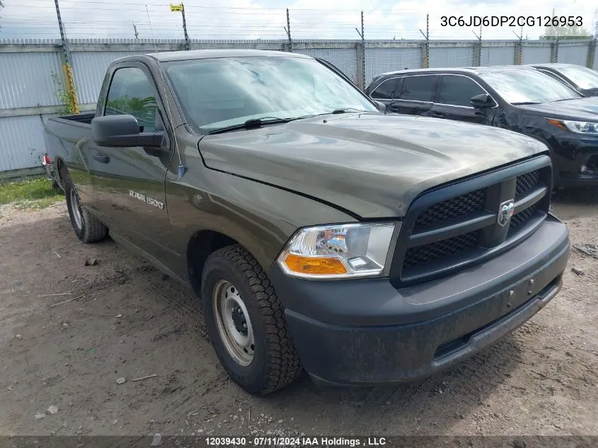 2012 Ram 1500 St VIN: 3C6JD6DP2CG126953 Lot: 12039430