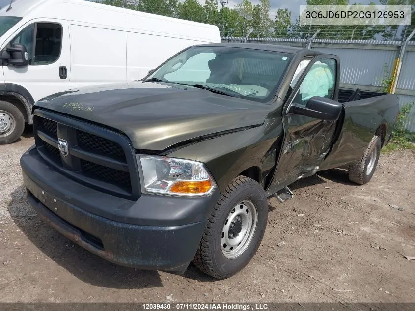 2012 Ram 1500 St VIN: 3C6JD6DP2CG126953 Lot: 12039430