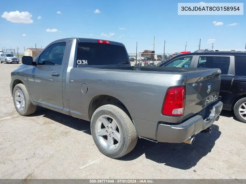 2012 Ram 1500 St VIN: 3C6JD6AT8CG158954 Lot: 39771046