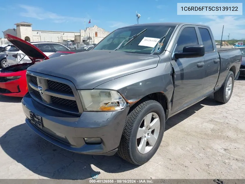 2012 Ram 1500 St VIN: 1C6RD6FT5CS139122 Lot: 40126558