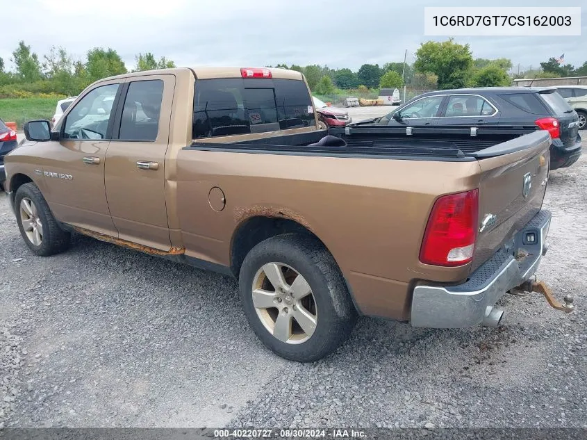 2012 Ram 1500 Slt VIN: 1C6RD7GT7CS162003 Lot: 40220727