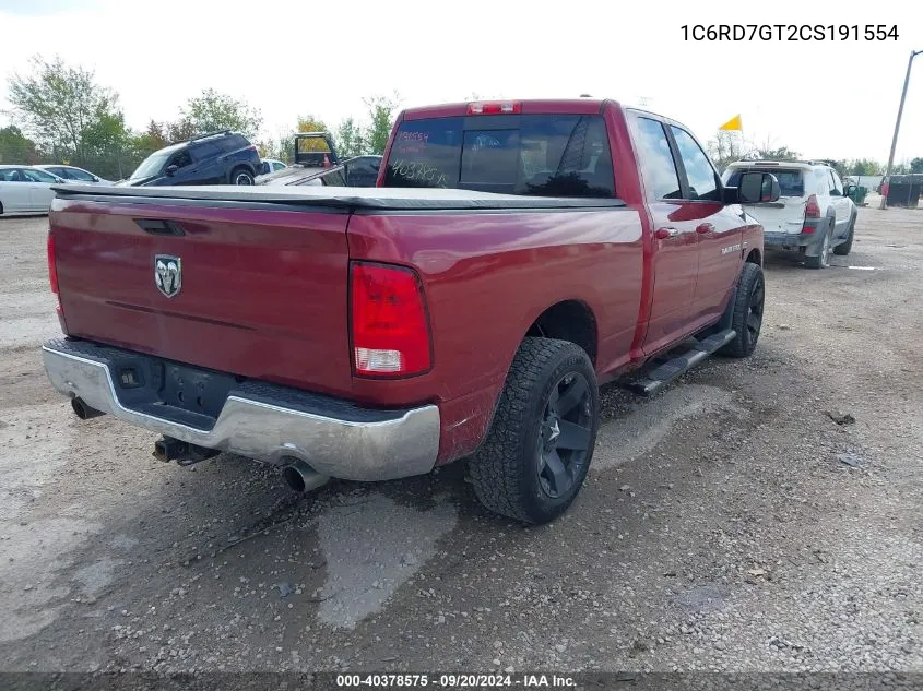 2012 Ram 1500 Slt VIN: 1C6RD7GT2CS191554 Lot: 40378575