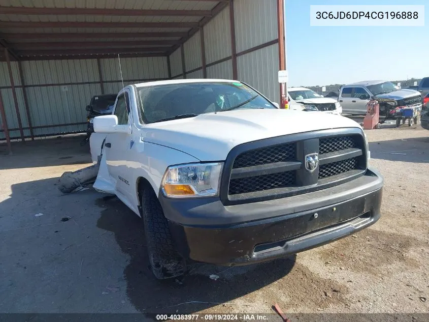 2012 Ram 1500 St VIN: 3C6JD6DP4CG196888 Lot: 40383977