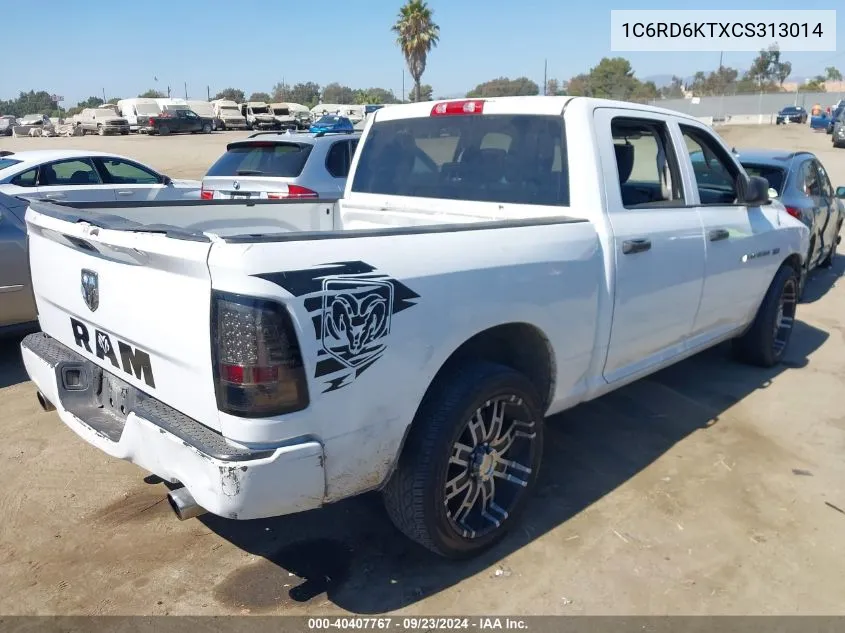 2012 Ram 1500 St VIN: 1C6RD6KTXCS313014 Lot: 40407767