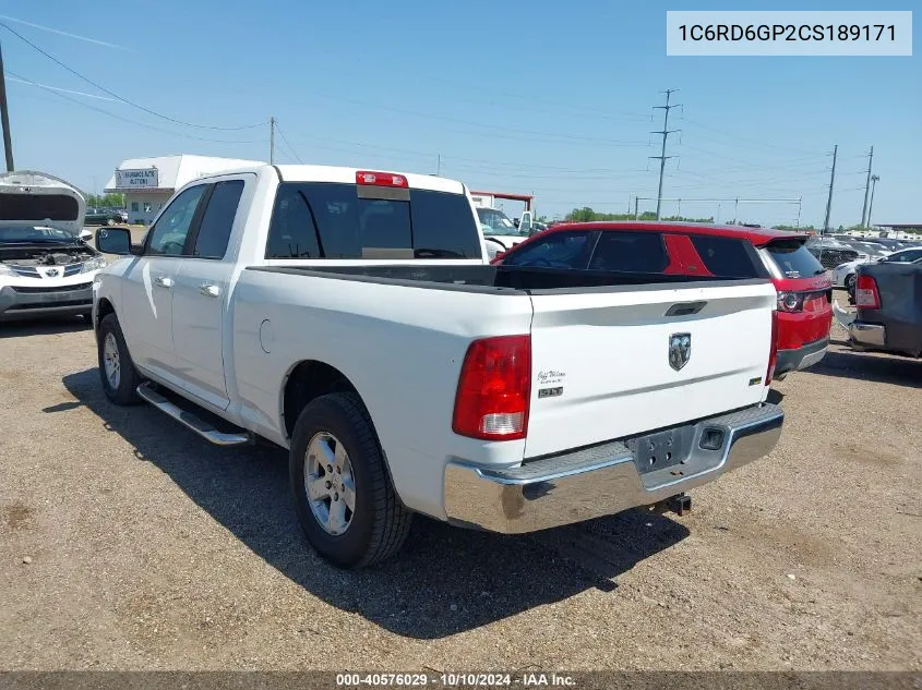 2012 Ram 1500 Slt VIN: 1C6RD6GP2CS189171 Lot: 40576029