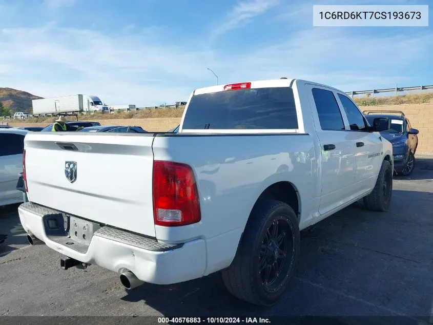 2012 Ram 1500 St VIN: 1C6RD6KT7CS193673 Lot: 40576883