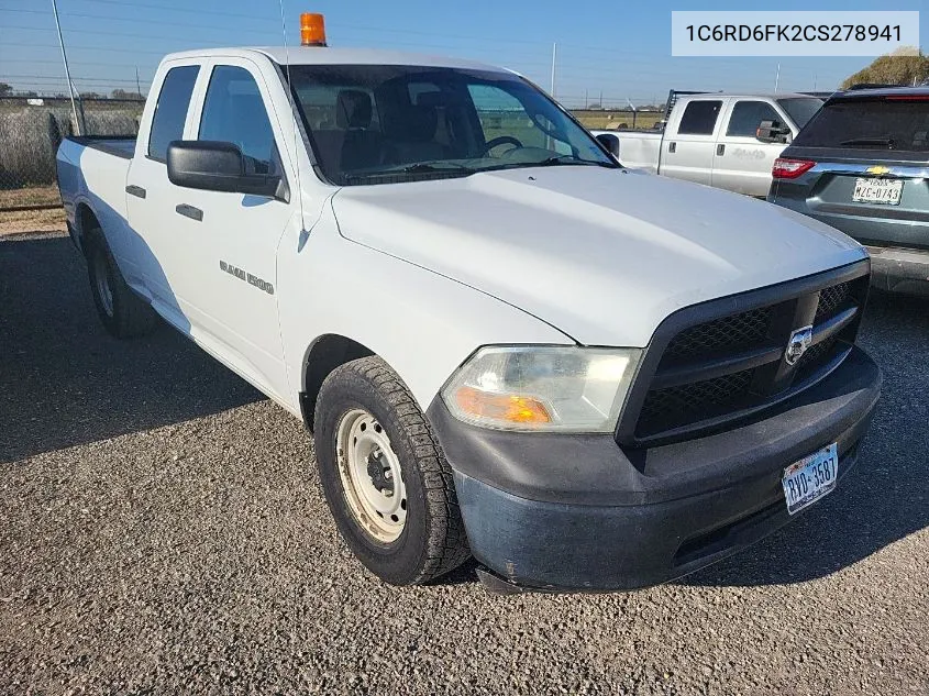 2012 Ram 1500 St VIN: 1C6RD6FK2CS278941 Lot: 40582914