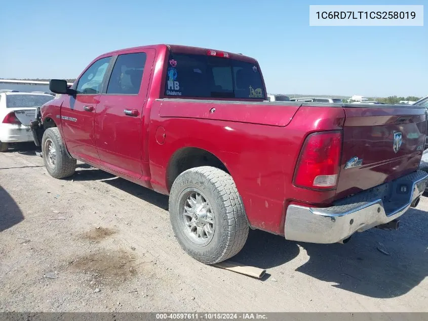 2012 Ram 1500 Slt VIN: 1C6RD7LT1CS258019 Lot: 40597611