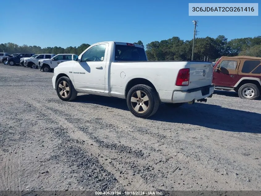 2012 Ram 1500 St VIN: 3C6JD6AT2CG261416 Lot: 40639794