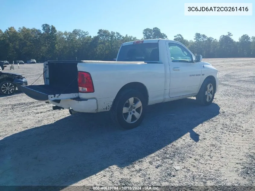 2012 Ram 1500 St VIN: 3C6JD6AT2CG261416 Lot: 40639794