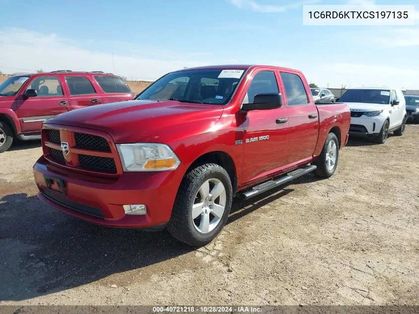 2012 Ram 1500 St VIN: 1C6RD6KTXCS197135 Lot: 40721218