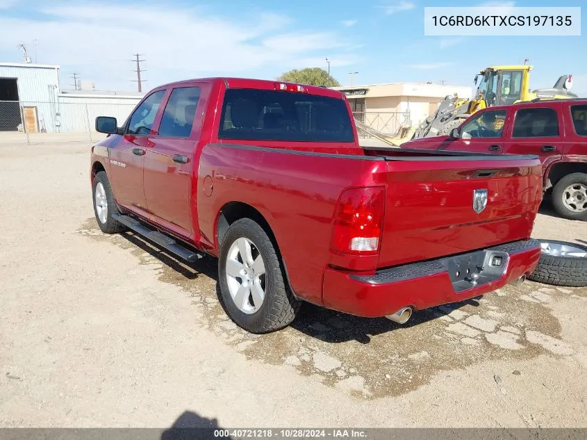 2012 Ram 1500 St VIN: 1C6RD6KTXCS197135 Lot: 40721218