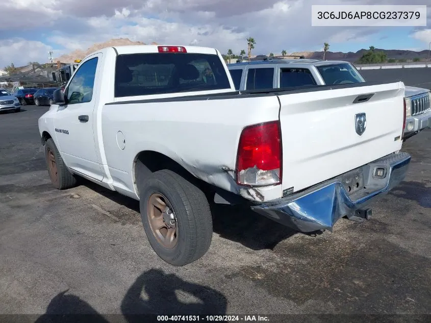 2012 Ram 1500 St VIN: 3C6JD6AP8CG237379 Lot: 40741531