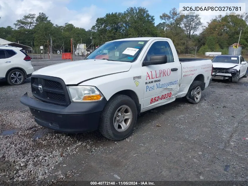 3C6JD6AP8CG276781 2012 Ram 1500 St