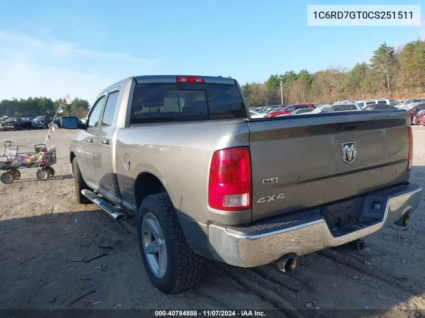 2012 Ram 1500 Slt VIN: 1C6RD7GT0CS251511 Lot: 40784888