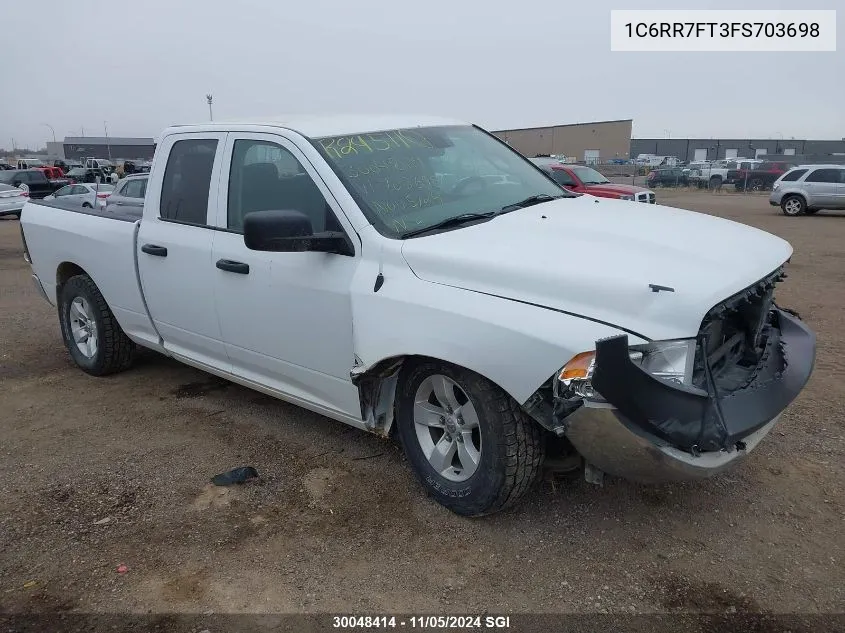 2015 Ram 1500 St VIN: 1C6RR7FT3FS703698 Lot: 30048414