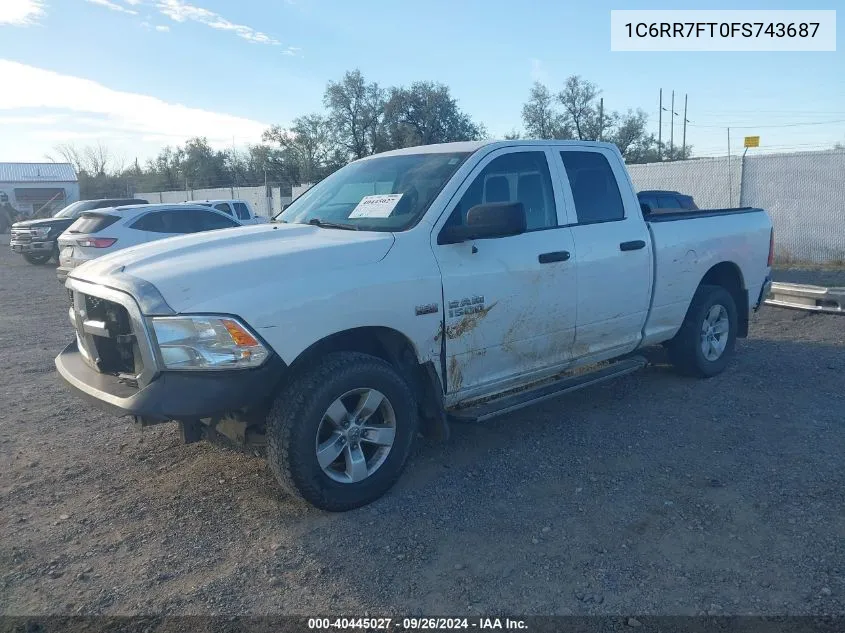 2015 Ram 1500 St VIN: 1C6RR7FT0FS743687 Lot: 40445027