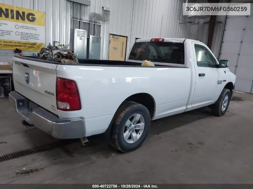 2015 Ram 1500 Tradesman VIN: 3C6JR7DM6FG560259 Lot: 40722756