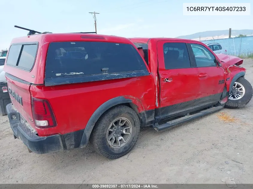 2016 Ram 1500 Rebel VIN: 1C6RR7YT4GS407233 Lot: 39892357