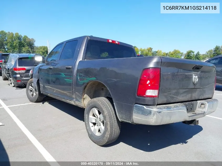 2016 Ram 1500 St VIN: 1C6RR7KM1GS214118 Lot: 40320170