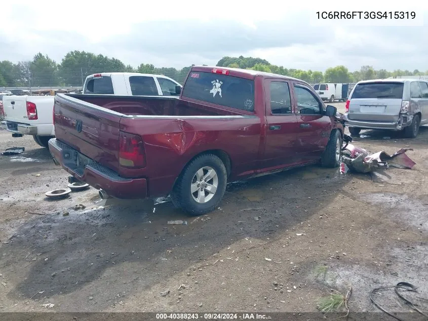 2016 Ram 1500 St VIN: 1C6RR6FT3GS415319 Lot: 40388243