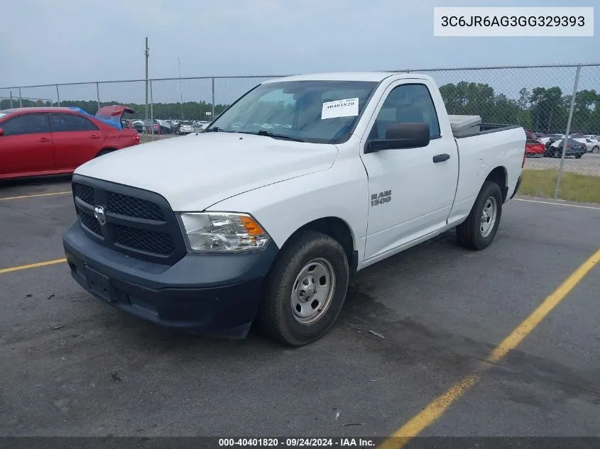 2016 Ram 1500 Tradesman VIN: 3C6JR6AG3GG329393 Lot: 40401820